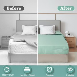 Bed Sheet Holder Straps with Lock Strips, Heavy Duty Bed Sheet Corner Fitted All Mattress, Keep Sheets in Place Firm & Tight, No More Loose Sheets, Easy Installation