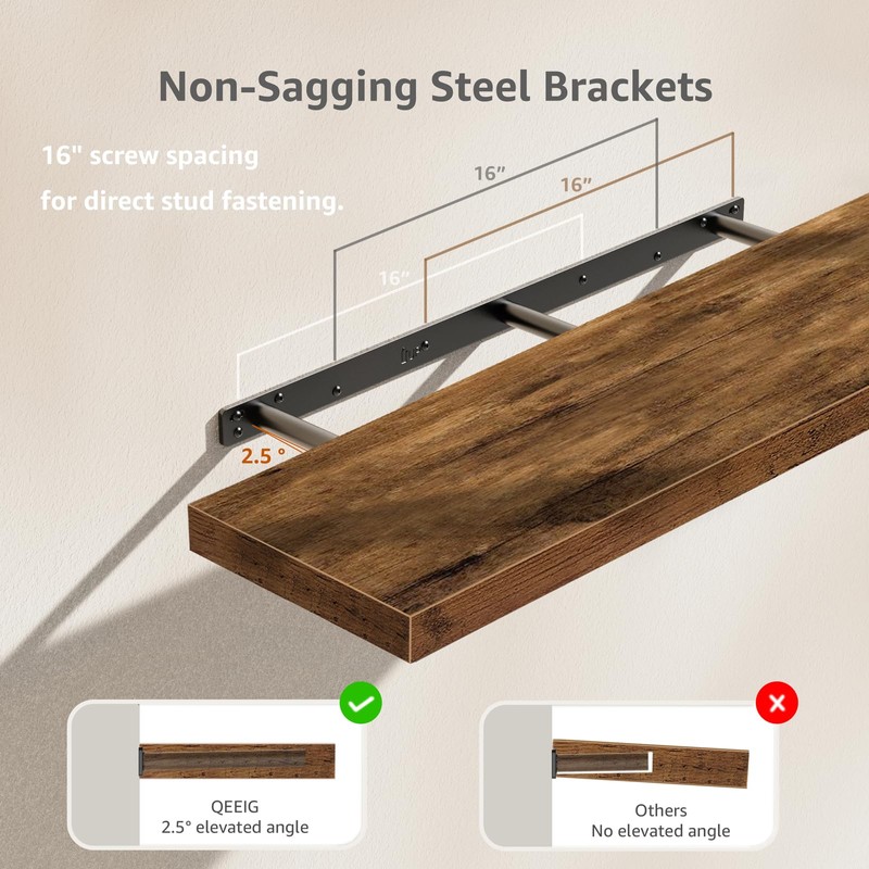 QEEIG Floating Shelves for Wall 35.4" Long - Wall Mounted