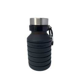 FIELDCRAFT Collapsible Silicone Water Bottle, BPA Free, Foldable, Leak Proof with Carabiner, Black (Black)