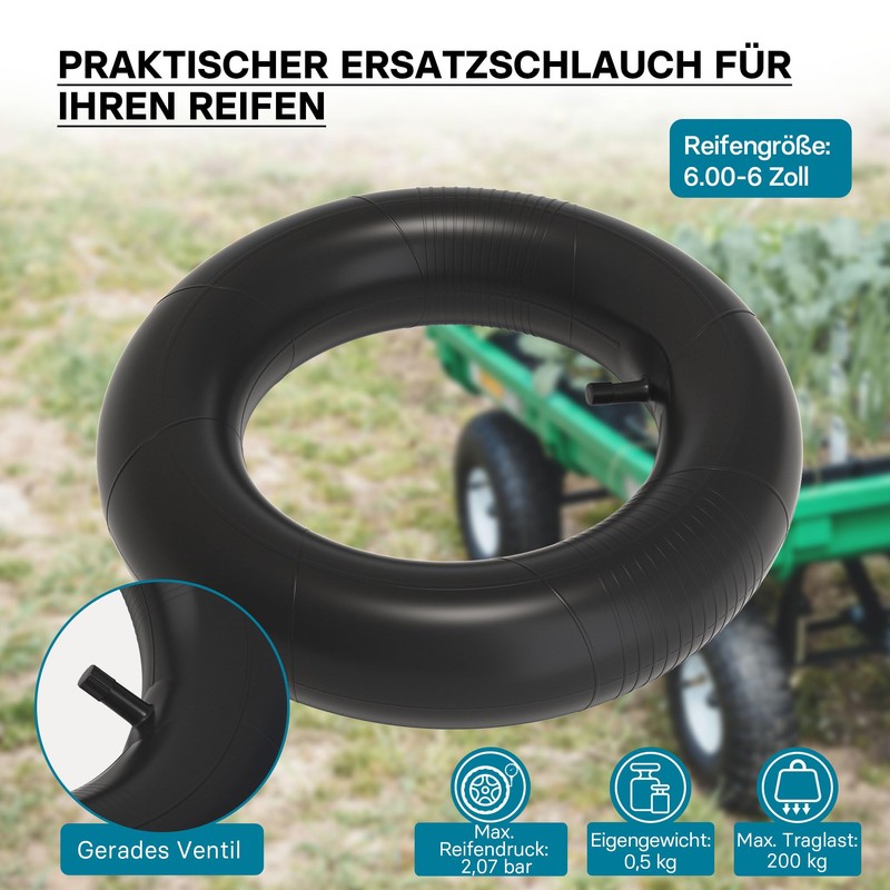 Schlauch für den Rasenmäherreifen 15x6.00-6 mit geradem Ventil Reifendecke Reifenschlauch