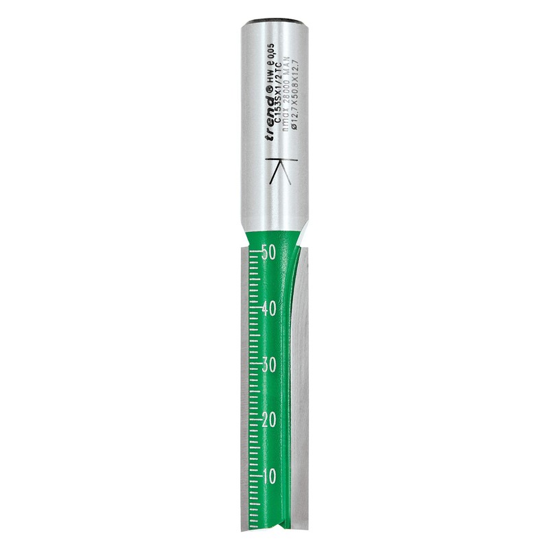Trend CraftPro Straight Two Flute Router Cutter Bit, 1/2 Inch
