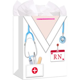 HEYINSHEN Nurse Graduation Gifts Bag 13" Large Congrats Nurses Gift Bag with Tissue Paper & Handles Gifts Bag for Nursing Grads Medical School Graduation Decor Nurse Week Celebrations