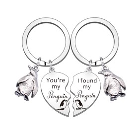 SMARGO 2 PCS Cute Penguin Heart Keyring Gifts For Couples Husband Boyfriend Girlfriend Wife Her Him Valentines Day Anniversary Birthday Christmas You're My Penguin I Found My Penguin