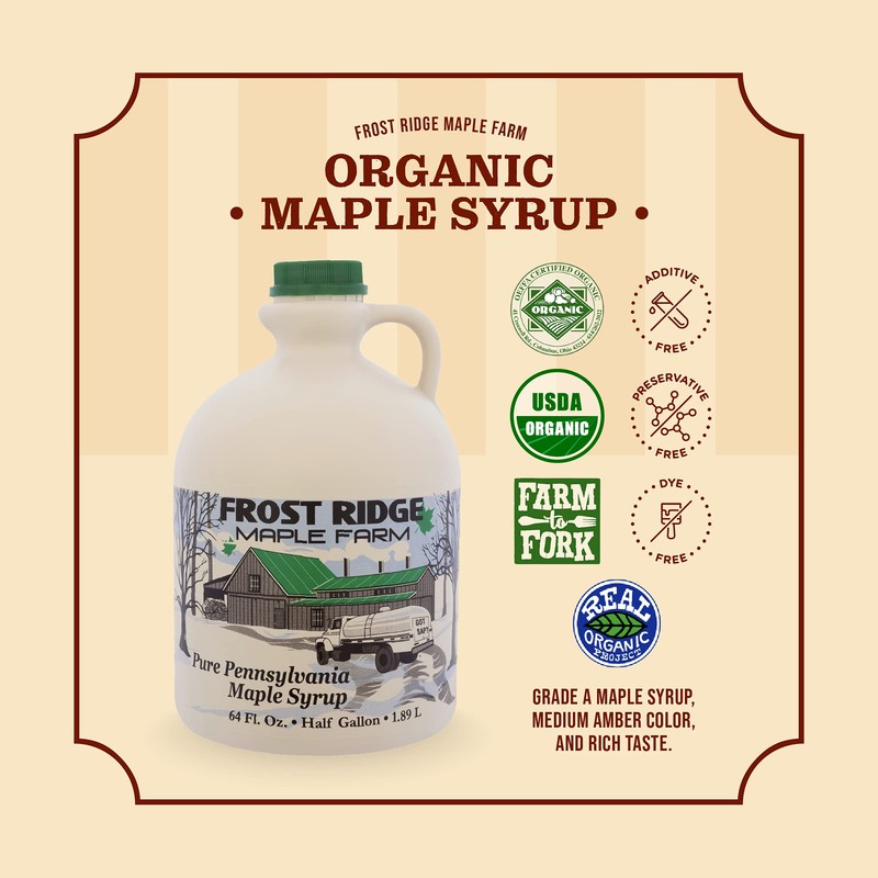 Frost Ridge Maple Farm, Organic Maple Syrup, Grade A, Half