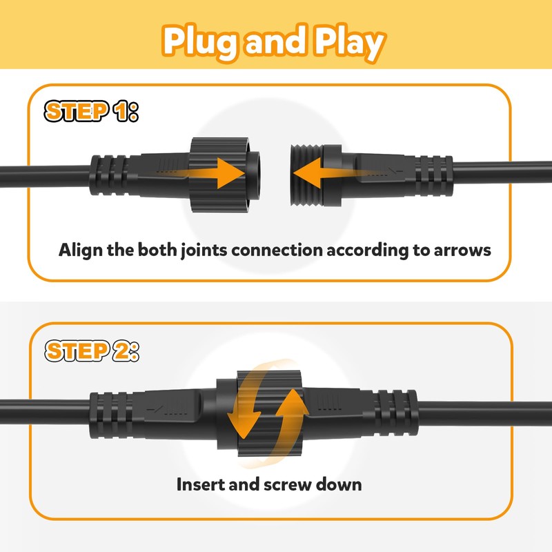 cshare Extension Cords for String Lights Inflatable Decorations, 2 Pin