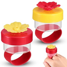 Hummingbird Ring Feeder Hummingbird Hand Feeder for Outdoors Flower Hand Held Hummingbird Feeding Tools Mini Hand Feeding Tools Backyard Nature, Red and Yellow