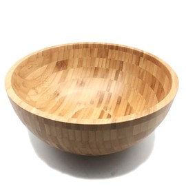 JB HOME COLLECTION, Large Bamboo Wood Salad Bowl Fruit Serving Bowl Mixing Bowl Popcorn Bowl Bread Bowl, 11 inch Diameter, 4-Pack