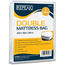 Waterproof Mattress Protector Bag for Moving House or Storage, Strong Plastic Mattress Cover to Protect your Bed from Stains, Pets, Pest Damage, Dirt and Dust (Double)