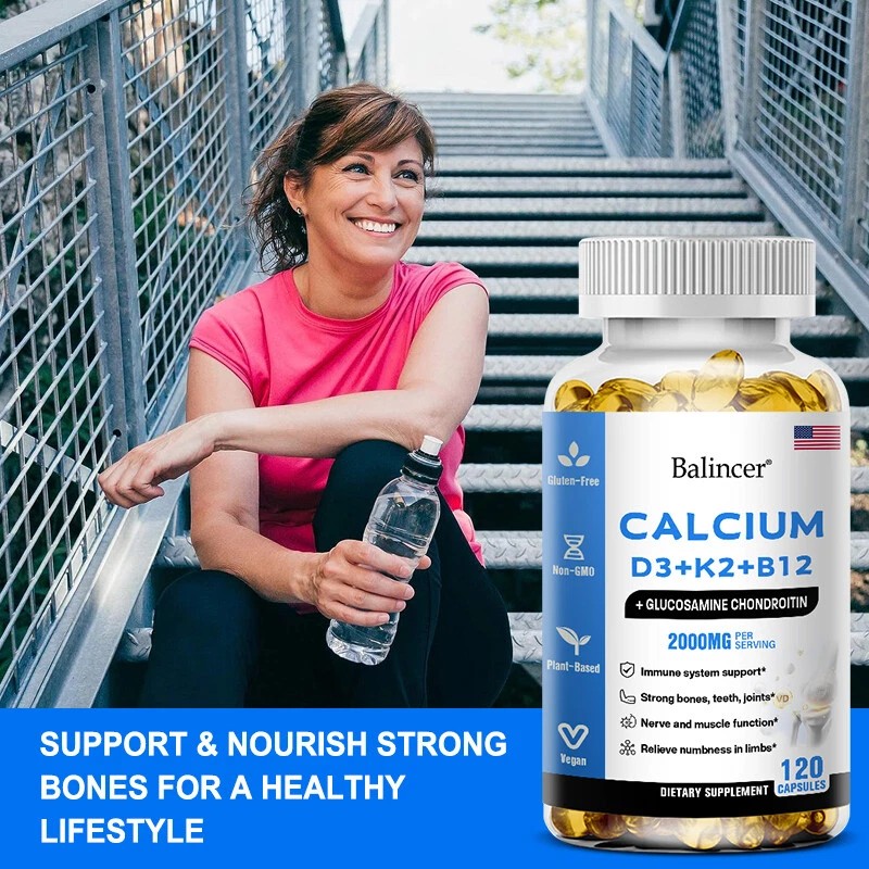 Calcium D3 + K2 + B12 120 Capsules - Supports
