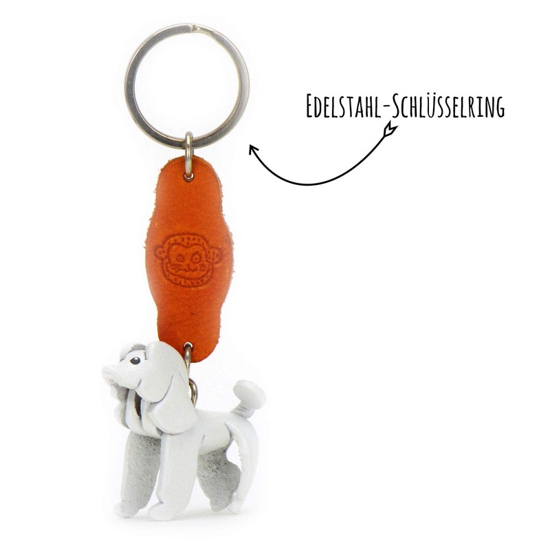 MONKIMAU Women's Leather Keyring Poodle Dog Figure