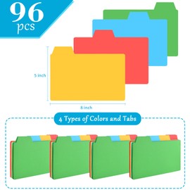 96 Pcs 5x8 Index Cards Dividers 5”×8” Tabbed Index Cards Guides Index Cards Guide Dividers The Blank Index Cards Guide Color Note Cards with Blank Tabs for Studying Working Office School Business Home