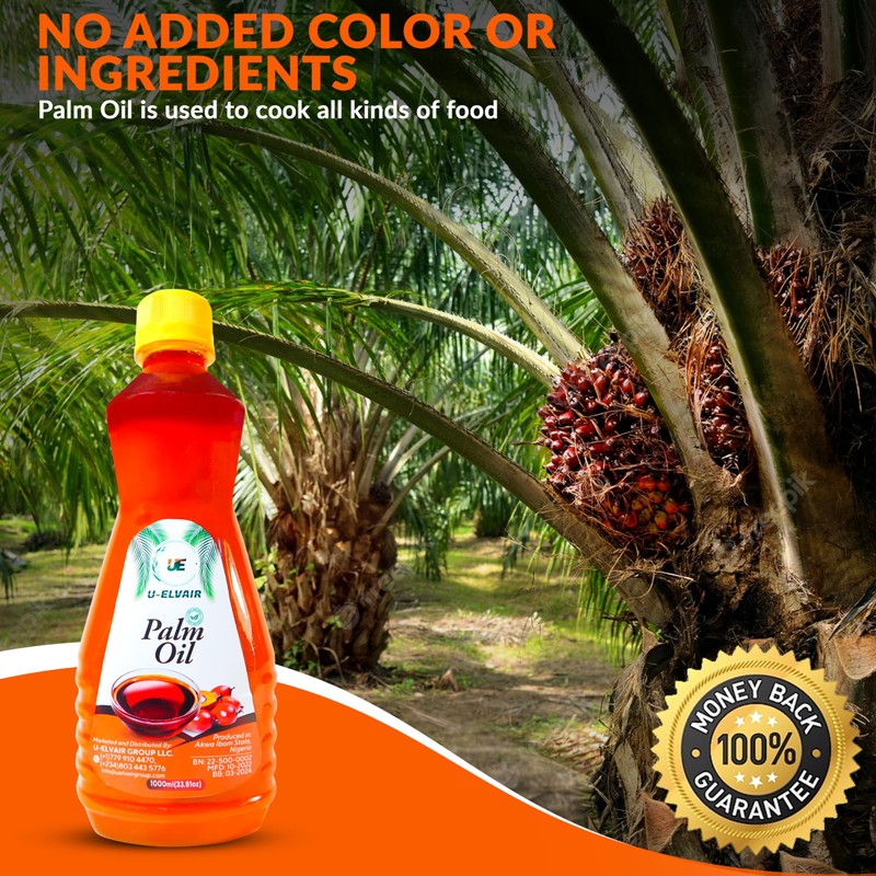 U-ELVAIR 100% Palm Oil, Palm Oil for Cooking, Manteca de