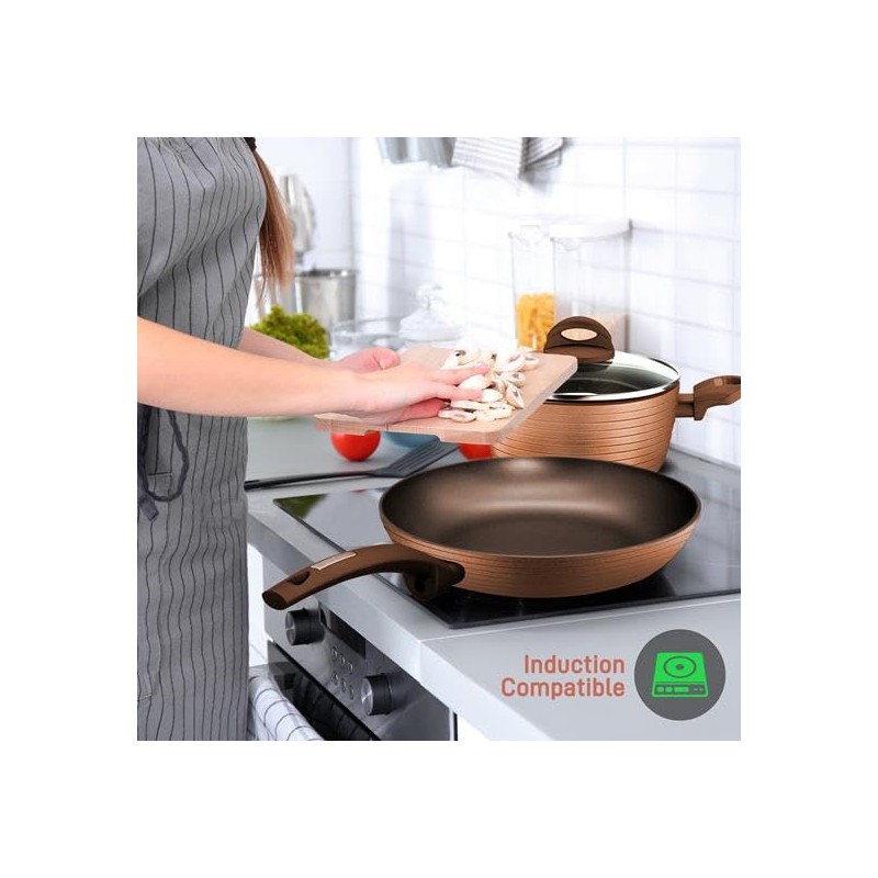 NutriChef 12-Piece Hard Anodized Nonstick Cookware Set - Induction Ready