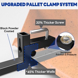 SYNTHACY Upgraded Clamp on Pallet Forks - 43" 2000LBS Heavy Duty Quick Attach Tractor Bucket Forks with 18"-34" Adjustable Stabilizer Bar for Skid Steer, Loader, Tractor Attachments