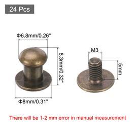 sourcing map 24pcs 0.26" x 0.31" Mini Round Knobs, Small Drawer Pulls, Cabinet Knobs Handles Pulls for Dresser Closet Jewelry Box Gift Cases, Bronze