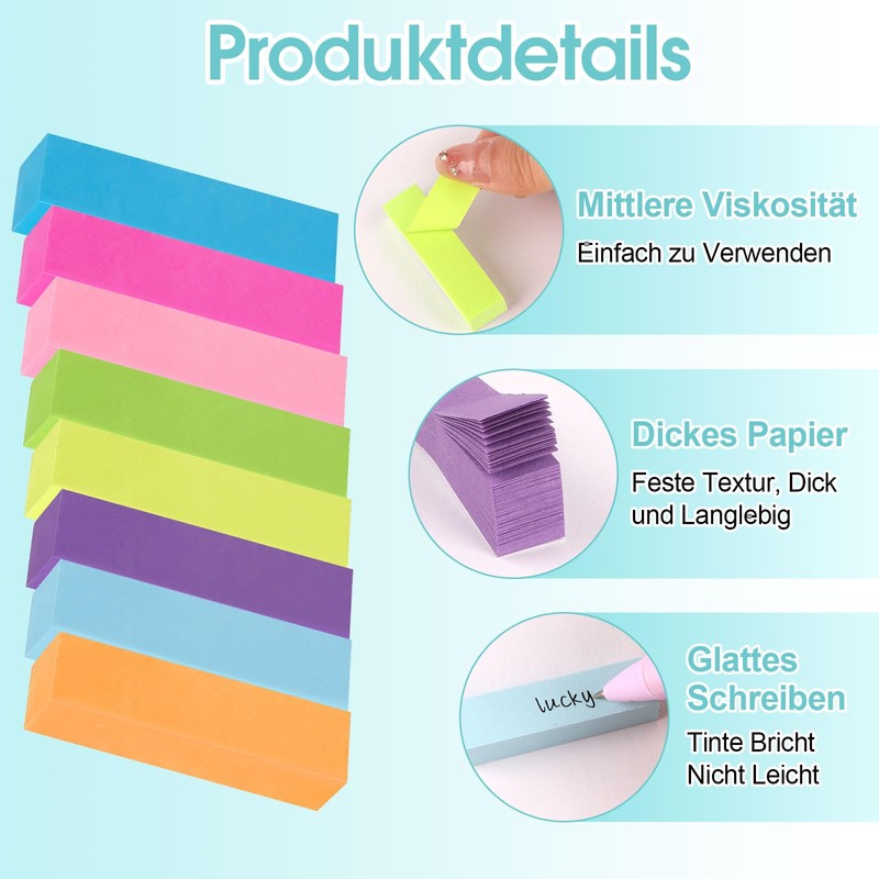 Pack of 2400 Sticky Notes, Sticky Notes, Small Pastel Sticky