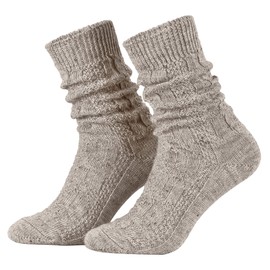 Piarini 1 Pair of Men’s Short Traditional Costume Socks, with a Plait Pattern | Wool, Beige, Nut Mottled UK Sizes 5.5-8.5 9-9.5 11-11.5 12.5-14.5 -