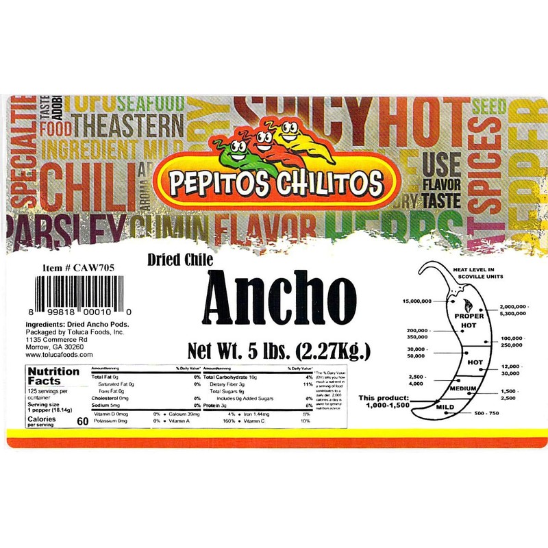 PEPITOS CHILITOS / Chile Ancho 5LB bag.