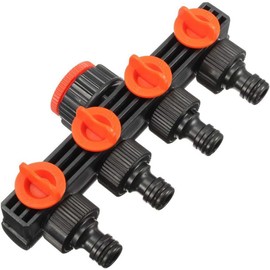 Suinga 4 Way Garden Tap Splitter 3/4" and 1" with Adjustable Flow Adapter Orange