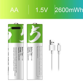 Lithium Batteries AA Size, AA Battery 24 Pack, 1.5V Rechargeable Lithium AA Batteries,2600mwh Double A Battery, Longer Lasting Lithium lon usb AA Batteries for Toys, Remote Control，Blink Camera