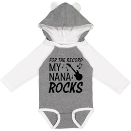 inktastic for the Record My Nana Rocks Long Sleeve Creeper 12 Months Granite & White W Ears 45962