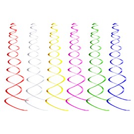 12 Pieces Hanging Swirl Decorations Plastic Streamer Party Swirl Spiral Decorations for Ceiling, Wedding Baby Shower Birthday Party Supply (6 Colors)