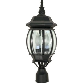 NUVO 60/899 Central Park Outdoor 3-Light Post Lantern, 60 Watts/120 Volts (Black), 21 x 7.4 Inches