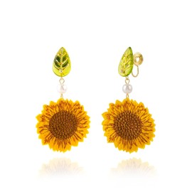 Sunflower Earrings for Women Sunflower Clip on Earrings Spring Earrings 3D Sunflower Daisy Flower Drop Dangle Earrings Bohemian Sunflower Statement Earrings Jewelry Gift