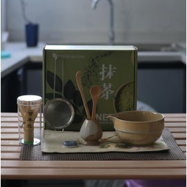 Matcha Whisk Set – 9 Pieces Including Gift Box – Japanese Ceremonial Green Tea Kit with Bamboo Whisk, Chasen Holder, Scoop, Sifter, Spoon, Cloth Wrap & Ceramic Bowl – Complete Matcha Set