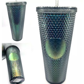 Starbucks Cold Cup Black Unicorn Iridescent Studded 24oz Tumbler Venti New