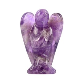 WHAL&YUNE Amethyst Angel Figurine Natural Energy Healing Crystals Gemstone Hand Carved Sculpture for Home Office Desk Decor Holiday Lucky Gift - 1.5 inches