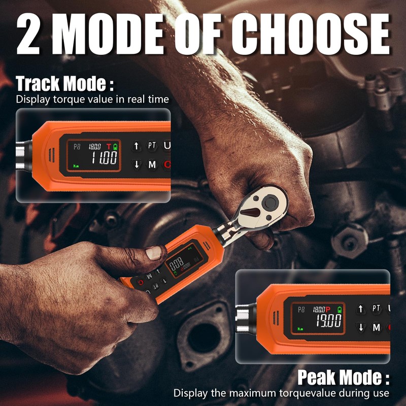 coobeast Digital Torque Wrench, 3/8 Drive Electronic Torque Wrench Set