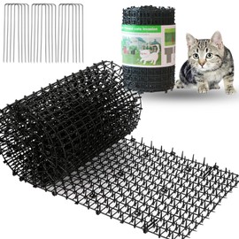 Scat Mat for Cats Black, 13ft Cat Repellent Mats with 6 Garden Staples, Plastic Training Scat Mat with Spikes, Anti-Cat Mats Dog Digging Deterrent Pad for Indoor and Outdoor Sofa Garden Flowerbeds