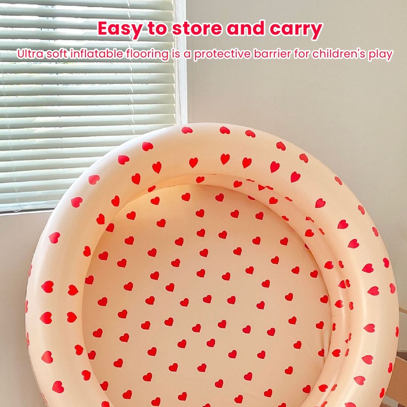 Round Inflatable Swimming Pool Vintage Heart Pattern Thicken Kids Paddling