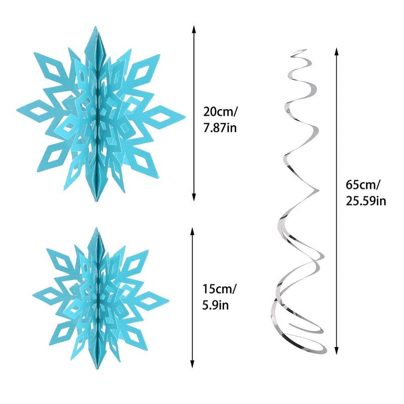 SULOLI Christmas Snowflake Hanging Swirls Decoration, 26 Pieces 3D Snowflake