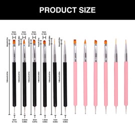 12 PCS Double-Ended Nail Art Brush Set for Gel Polish, Fine Nail Art Liner Brushes Nail Dotting Pen Nail Paint Brushes Small Detail Brushes for DIY Manicure
