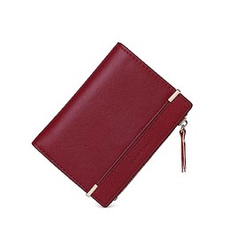 CHAOFANXI Women's Small Bifold Leather Purse for Women, Small and Short Format Purse Small Wallet with Multiple Compartments, red, Modern