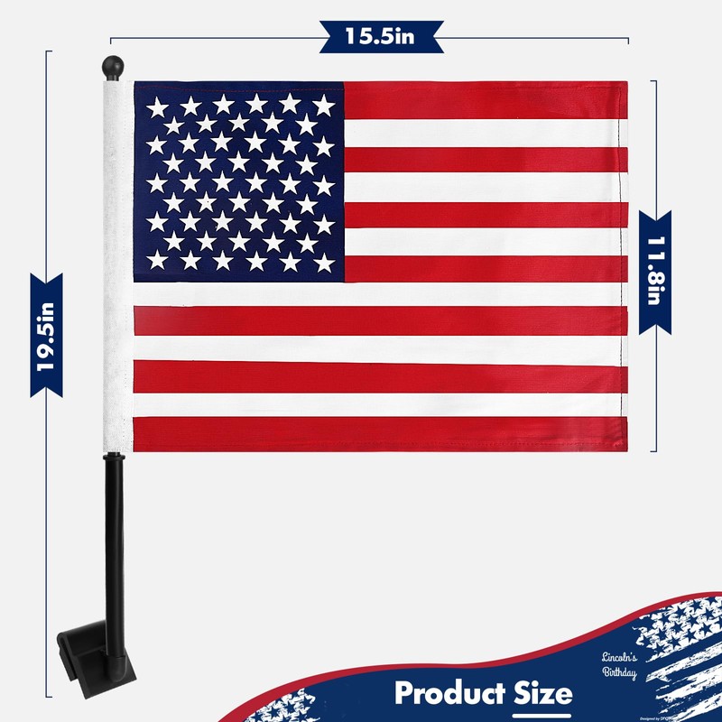 2Pack American USA Car Flags, 12" x 17" Double Sided