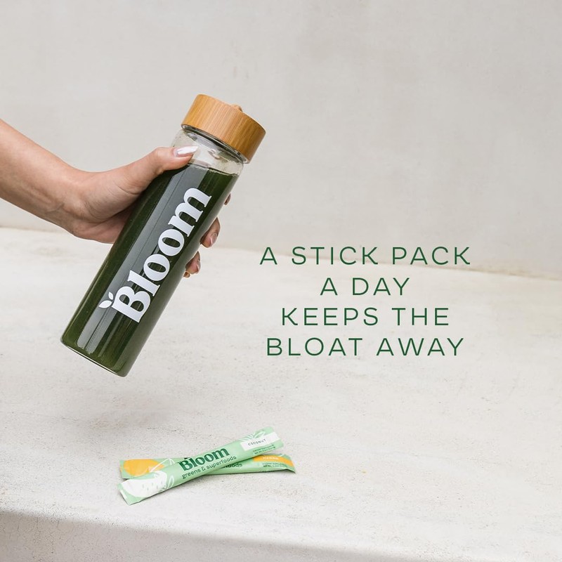 Bloom Nutrition Superfood Greens Powder Stick Packs, Digestive Enzymes with