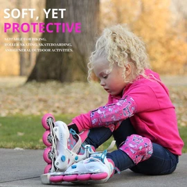 Innovative Soft Kids Knee and Elbow Pads with Bike Gloves | Toddler Protective Gear Set w/Mesh Bag& Sticker | CSPC Certified& Comfort | Roller-Skating, Skateboard Knee Pads for Children Boys Girls (Unicorn, Medium (4-8 years))