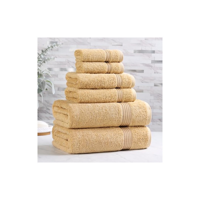 Superior Collection, 100% Premium Long-Staple Combed Cotton, 6-Piece Towel Set,