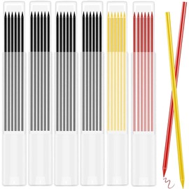 36Pcs Tracer Pencil Refills, 2.8 mm Tracer Pencil Refills Black Yellow Red, Joiners Pencil Tracer Replacements, Solid Deep Hole Pencils for Architect Construction Building Carpentry Work