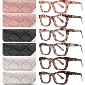 CCVOO 6 Pack Oprah Reading Glasses for Women, Eyeglasses, Blue Light Readers for Women, Computer Eye Glasses, Cheaters