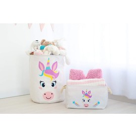 KAZULO Unicorn 2 Pack Set, Unicorn Hamper Set, Girls Kids Nursery room Laundry Basket