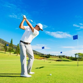 Nuenen 6 Pieces Large Golf Flags with Tube Inserted, Oversized Golf Flags 13 x 20 Inch Golf Pin Flags Putting Green Flags for Yard 420d Nylon Pin Flags for Indoor Outdoor Backyard Garden (Blue)