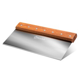 Bleteleh 10-inch Long Bench/Dough Scraper, Stainless Steel Blade, Commercial Kitchen Tool with Wooden Handle (10-inch long)