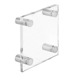 Door Sign Acrylic Glass 100 x 100 mm with Four Spacers / Sign Format 10 cm x 10 cm / Aluminium Spacer / Double-Sided / Transparent / Glossy Zeigis®