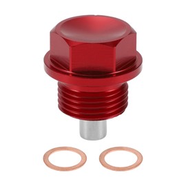 RATCHROLL 1 Set Universal Oil Drain Plug Anti Leakage Oil Pan Drain Bolt Screw Thread Repair with Gasket Magnetic Red Aluminum Alloy Copper M18x1.5