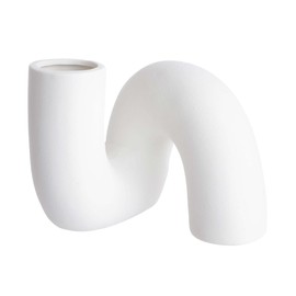 BUTLERS Ceramic Vase Abstract in White Pipe, Modern Decoration for Living Room, Shelf and Table Decoration, Flower Vase for Individual Flowers, Small Bouquets or Decorative Dried Flowers