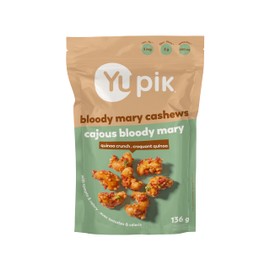 Yupik Bloody Mary Cashews, 136 g, Kosher, Crunchy Snack, Made with Natural Ingredients & Flavors, Cocktail Flavored Cashews, Caesar Drink Seasoning, Quinoa, Celery & Tomato Garnish